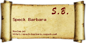 Speck Barbara névjegykártya